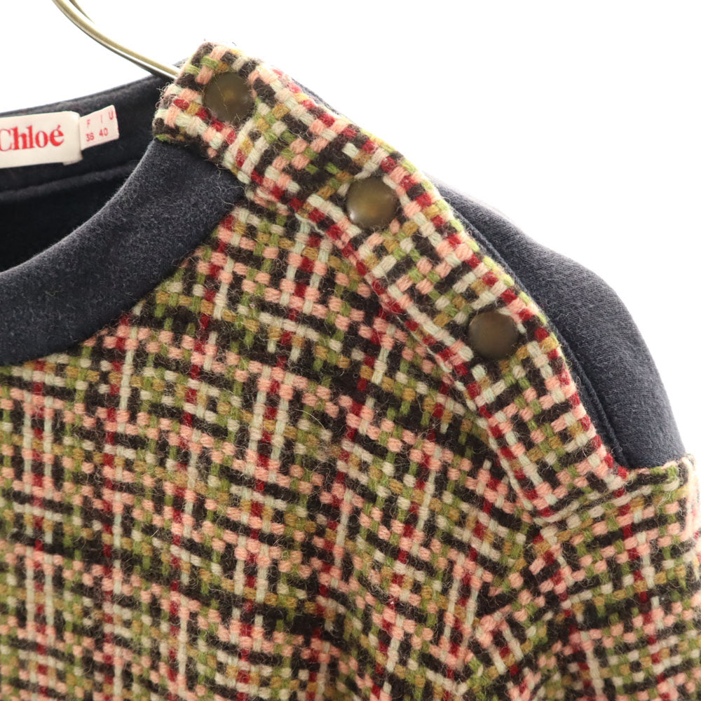 SEE BY CHLOE シーバイクロエ 長袖 バスケットウィーブ切替 トレーナー 40 チャコール レディース