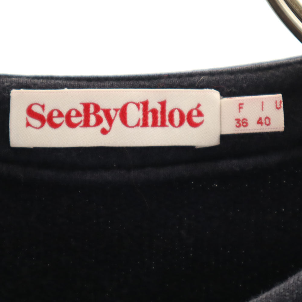 SEE BY CHLOE シーバイクロエ 長袖 バスケットウィーブ切替 トレーナー 40 チャコール レディース