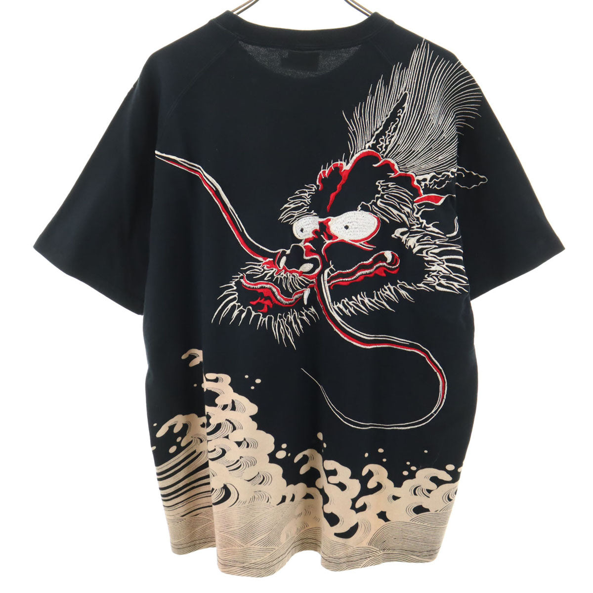 SCRIPT 花旅楽団 龍刺繍 半袖 Tシャツ XL ブラック 和柄 ドラゴン メンズ