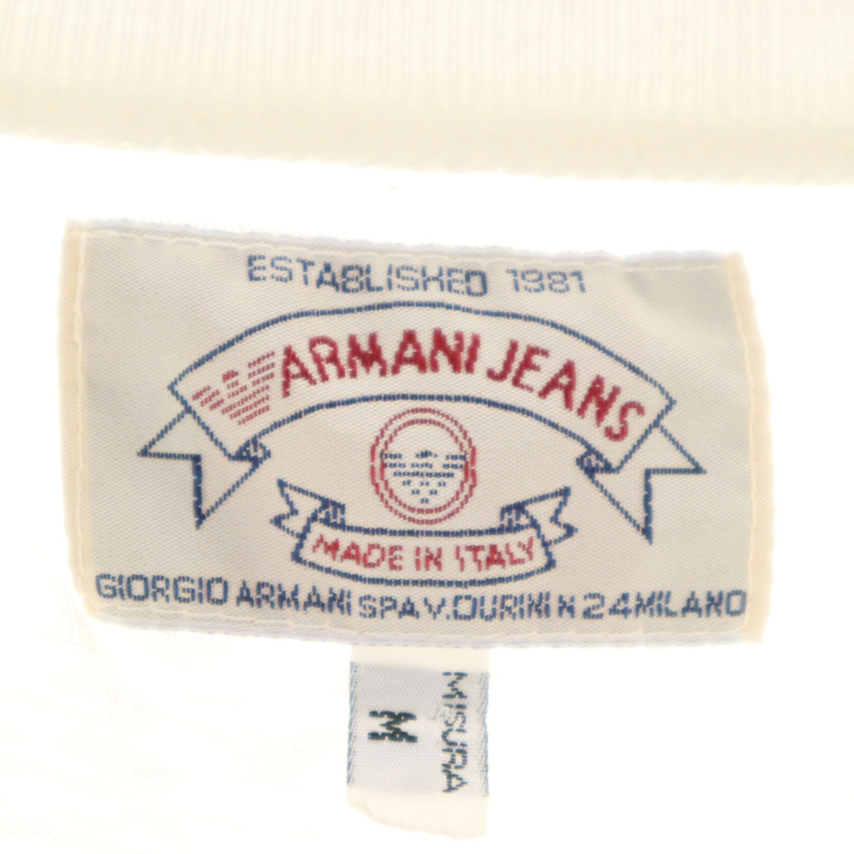 ARMANI JEANS アルマーニジーンズ 90s イタリア製 オールド 半袖 Tシャツ M ホワイト メンズ