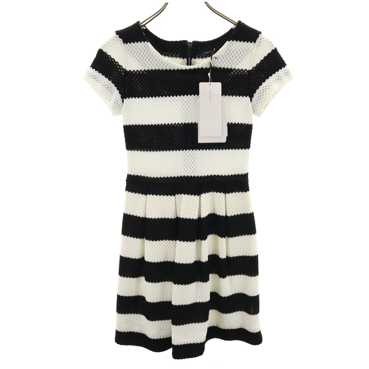 未使用 IBLUES イブルース ボーダー柄 半袖 ミニワンピース 38 白系 レディース