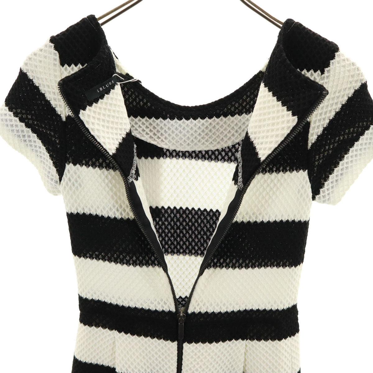 未使用 IBLUES イブルース ボーダー柄 半袖 ミニワンピース 38 白系 レディース