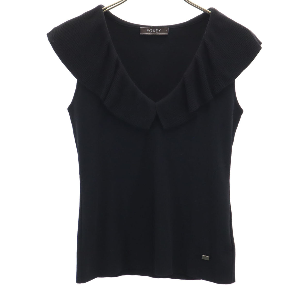 FOXEY フォクシー 28689-KSTFF125NM-2 ノースリーブ Vネック カットソー 38 ブラック レディース