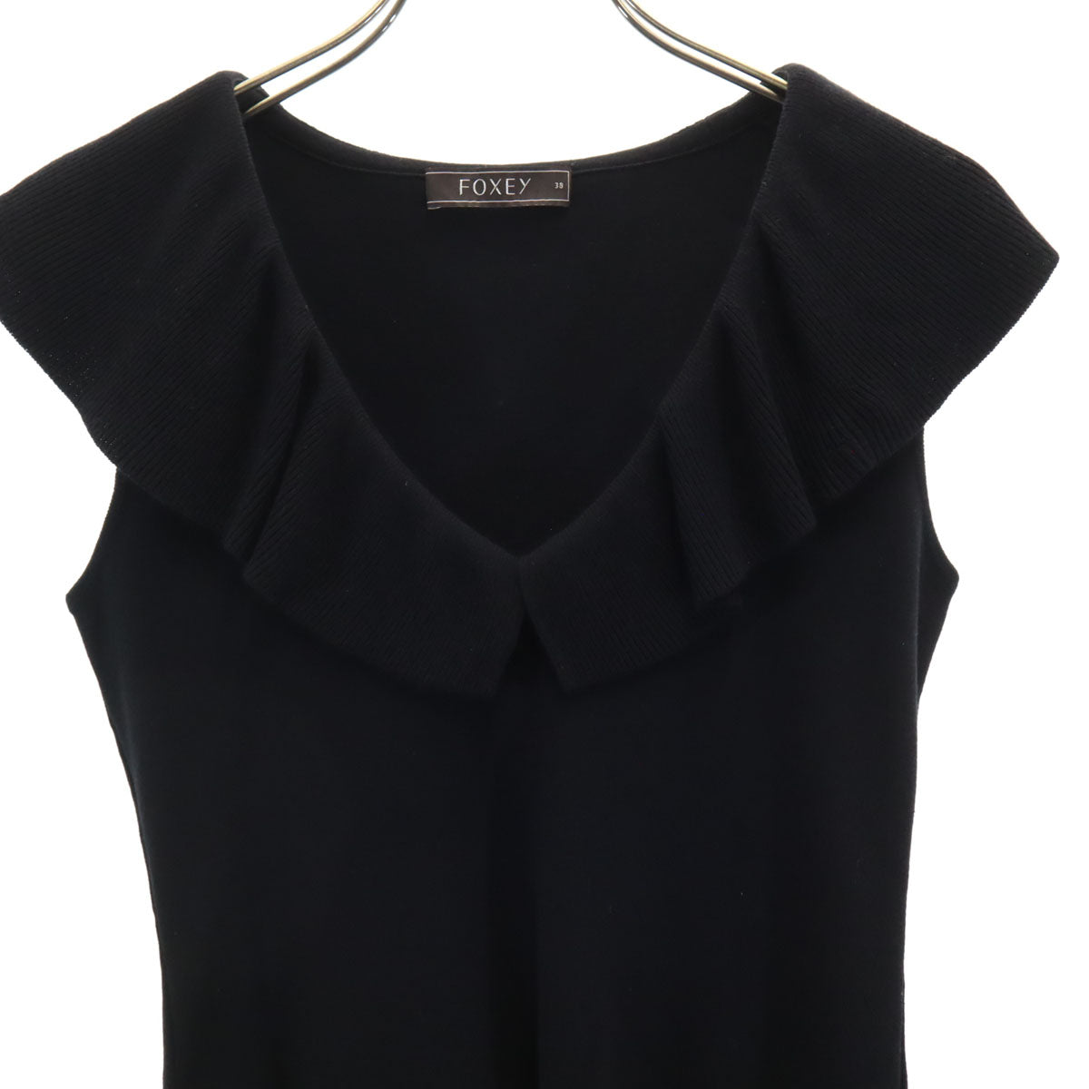 FOXEY フォクシー 28689-KSTFF125NM-2 ノースリーブ Vネック カットソー 38 ブラック レディース