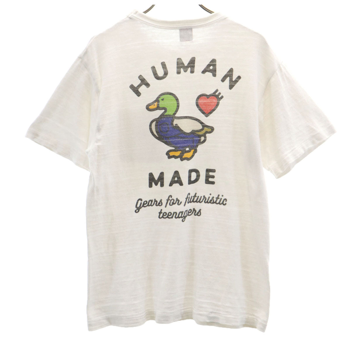 HUMAN MADE ヒューマンメイド 日本製 バック 鳥 プリント 半袖 Tシャツ S オフホワイト ポケT メンズ