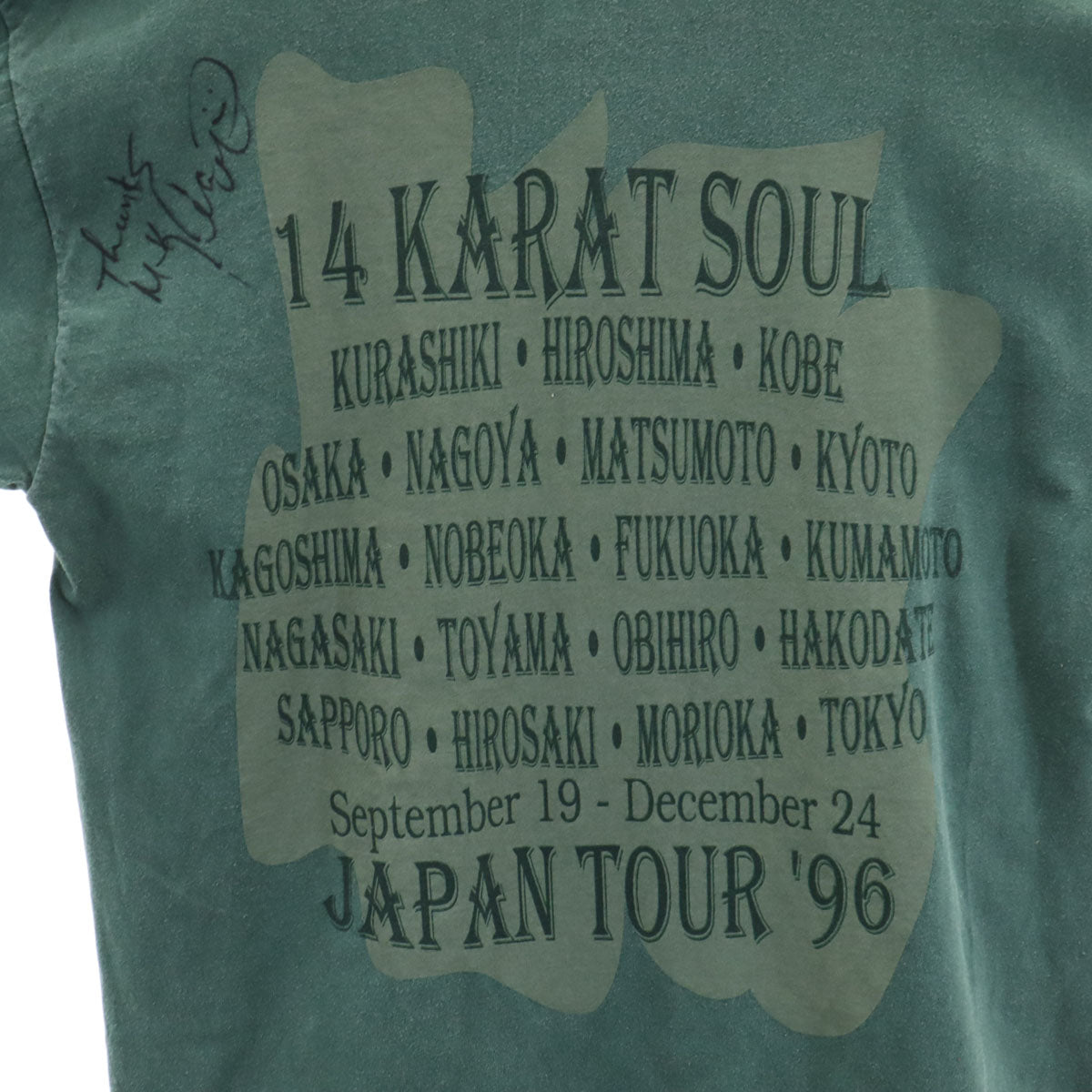 FLASH AVANTI 90s 14KARAT SOUL JAPAN TOUR`96 半袖 Tシャツ 2 グリーン メンズ