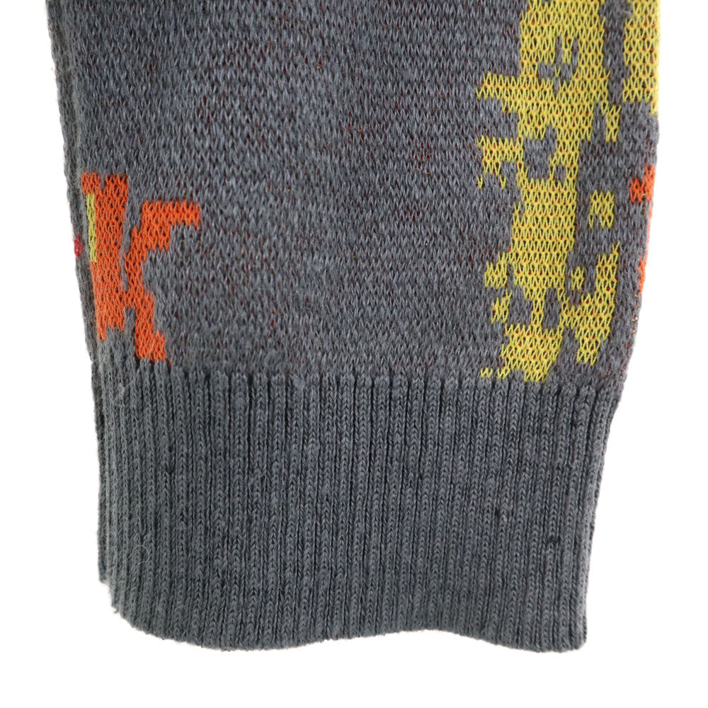 LANVIN en Bleu ランバンオンブルー リネンブレンド 総柄 長袖 ニット 48 チャコールグレー セーター レディース