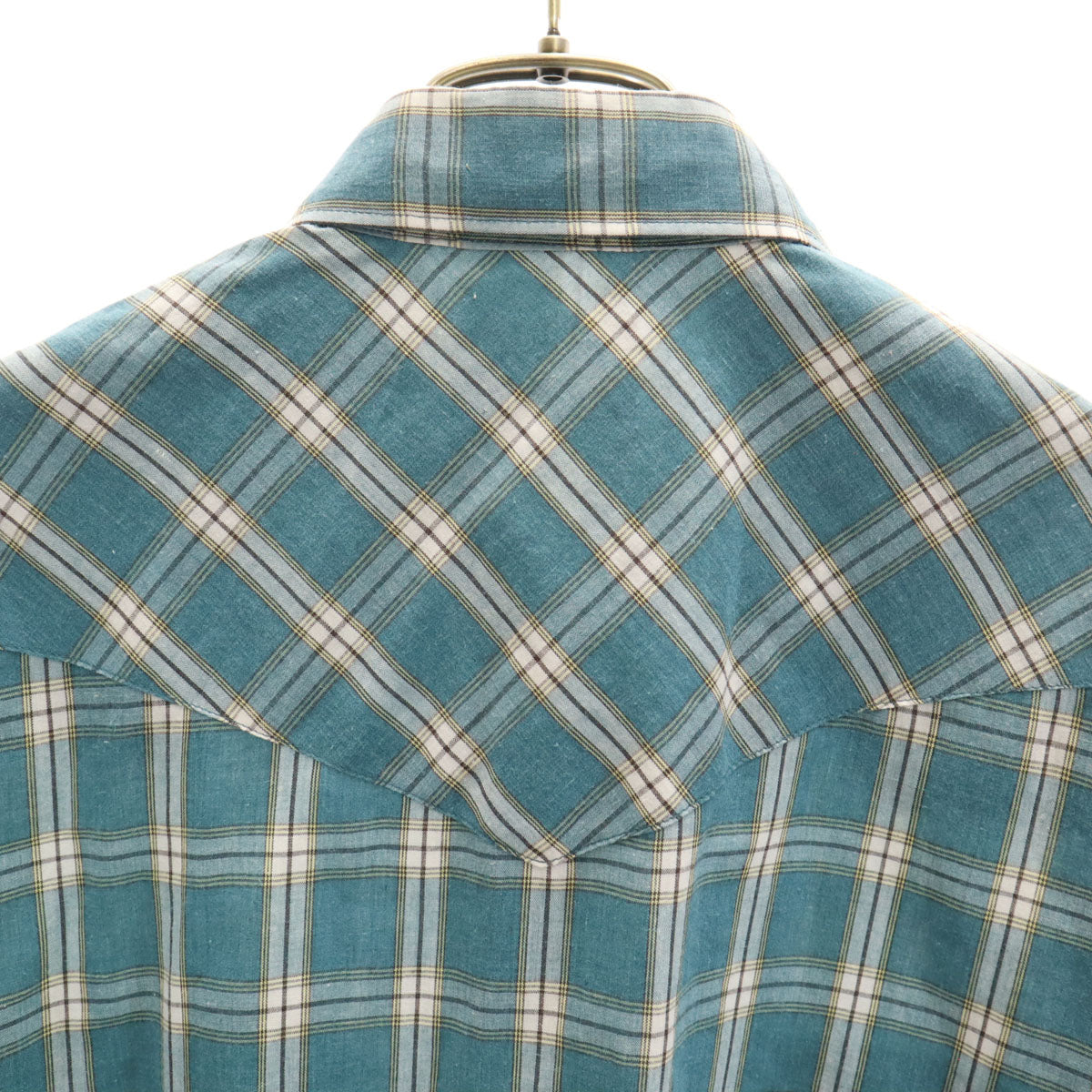 Wrangler ラングラー 90s オールド チェック柄 半袖 ウエスタンシャツ M グリーン系 メンズ