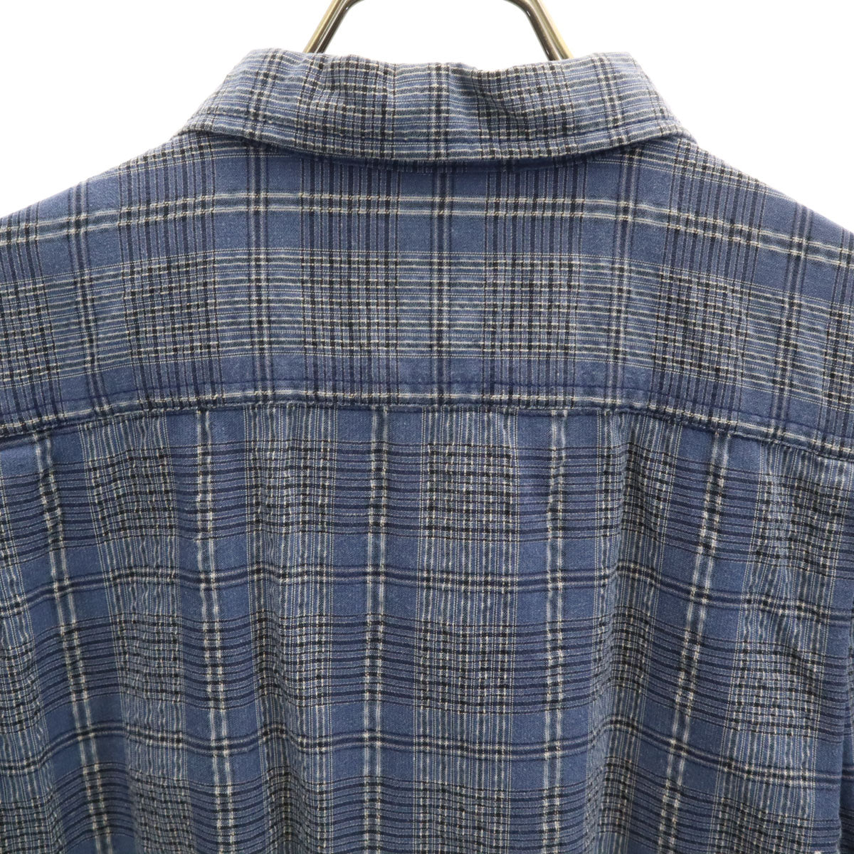 Budweiser バドワイザー チェック柄 半袖 シャツ L ネイビー シアサッカー メンズ