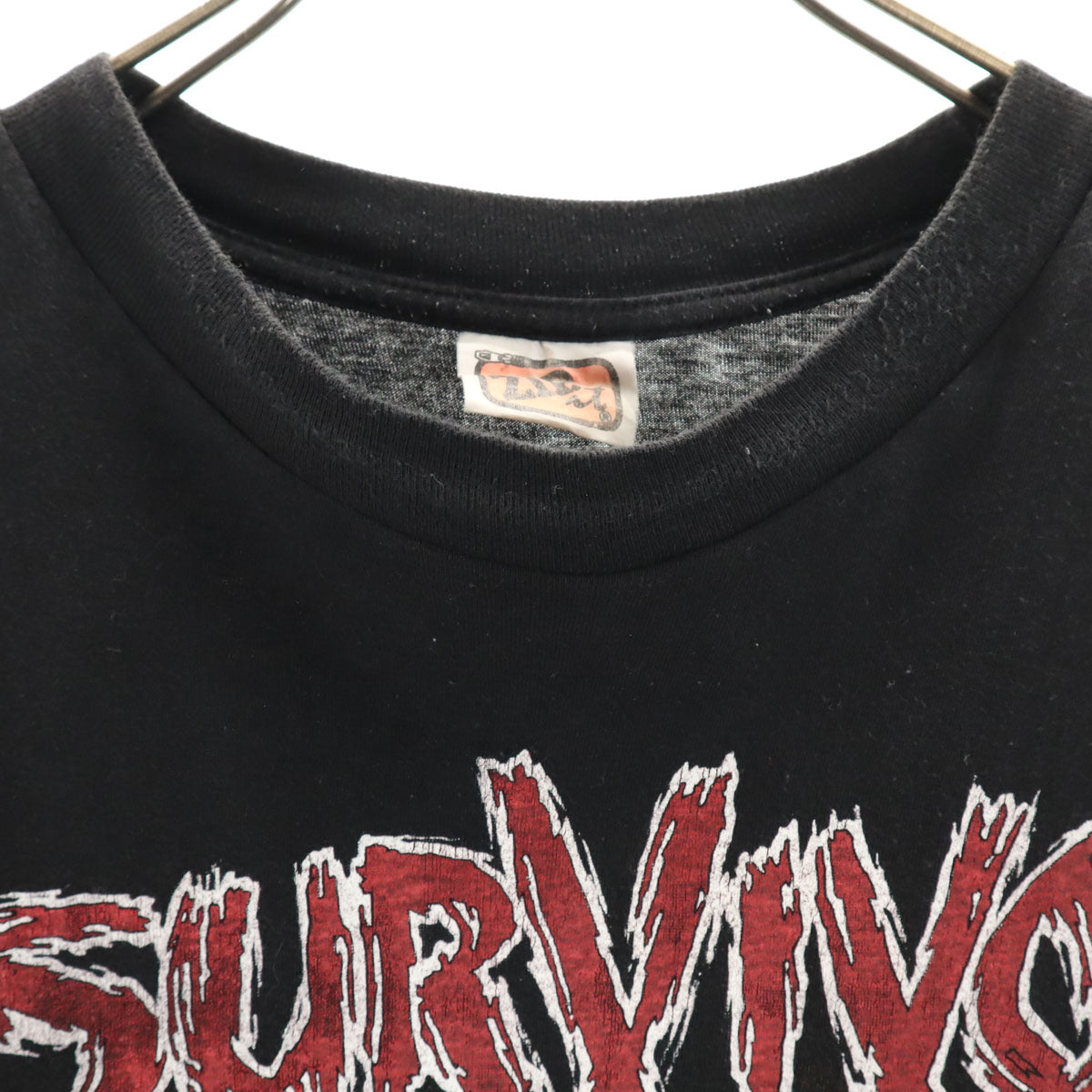 ZIP 90s オールド survivor by nature プリント 半袖 Tシャツ ブラック アニマル メンズ