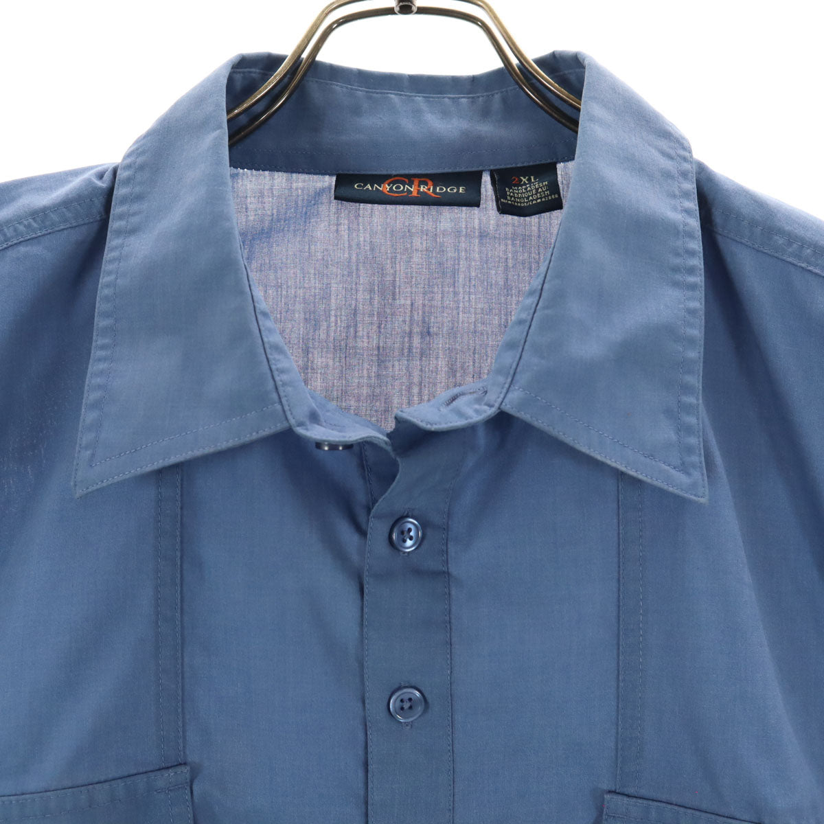 CANYON RIDGE キャニオンリッジ オールド 5分袖 シャツ 2XL ブルー系 プルオーバー ビッグサイズ メンズ