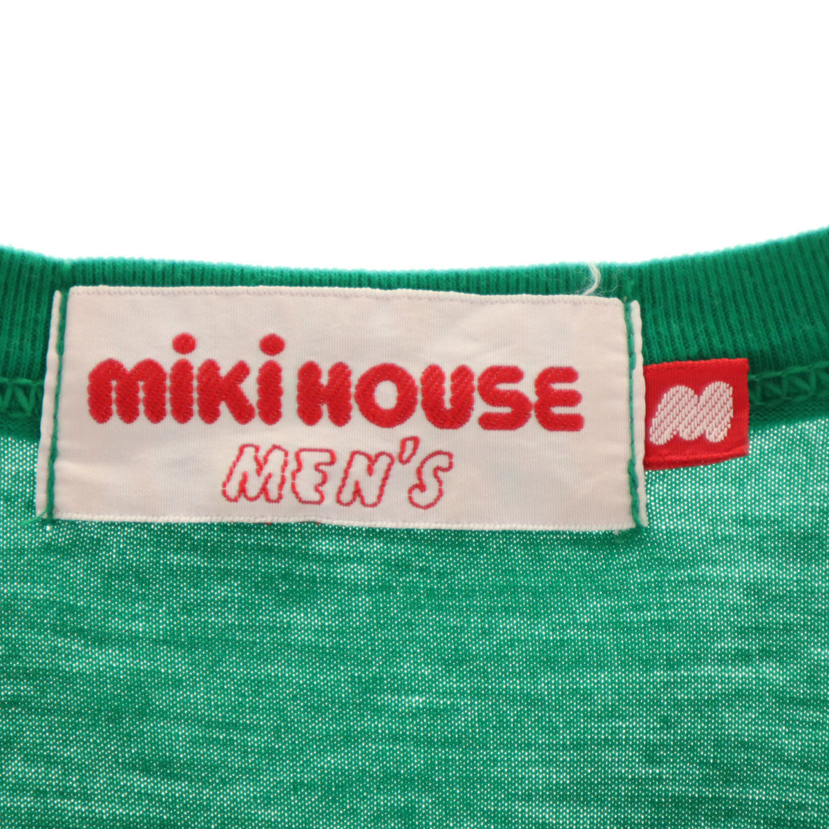 mikihouse ミキハウス バックロゴ 半袖 ヘンリーネック Tシャツ M グリーン メンズ