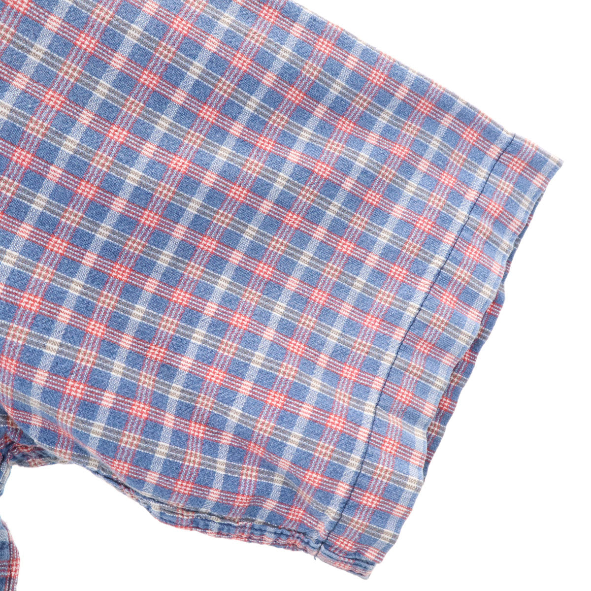 reyn spooner レインスプーナー 90s オールド 水着タグ チェック柄 半袖 ハーフボタン ボタンダウンシャツ M ブルー系 プルオーバー メンズ