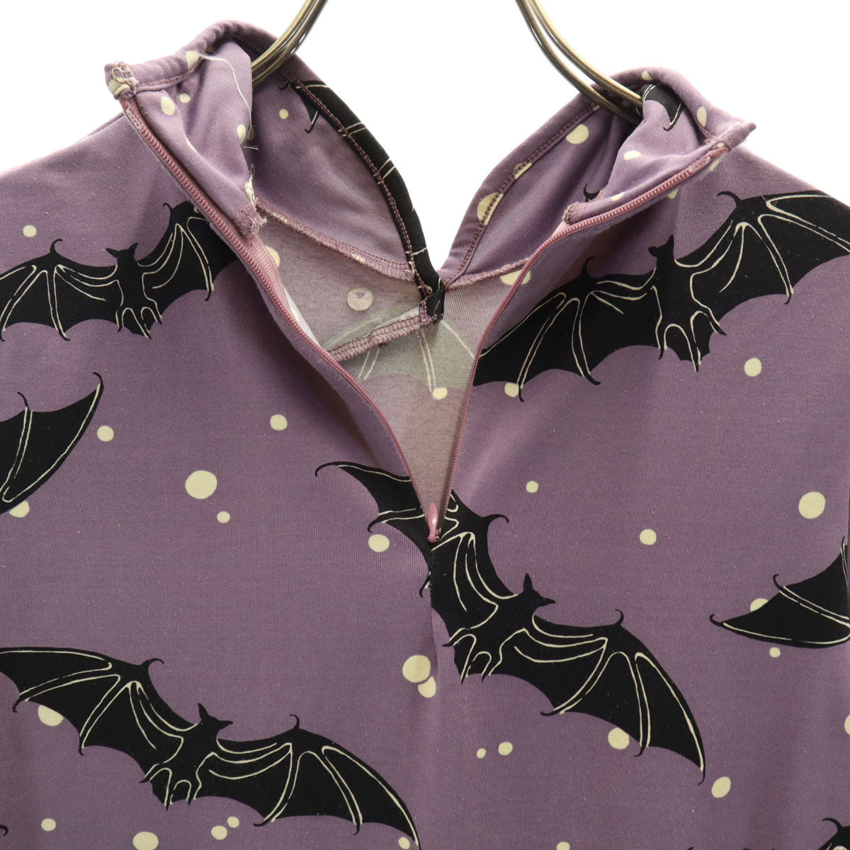 HYSTERICS ヒステリックス 日本製 コウモリ柄 半袖 チャイナ シャツ FREE パープル レディース