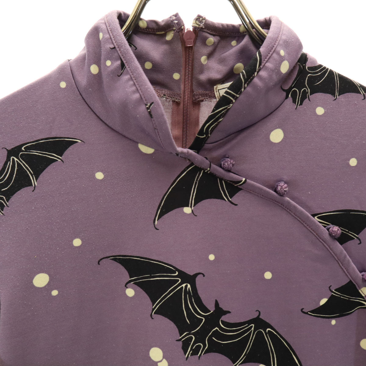 HYSTERICS ヒステリックス 日本製 コウモリ柄 半袖 チャイナ シャツ FREE パープル レディース