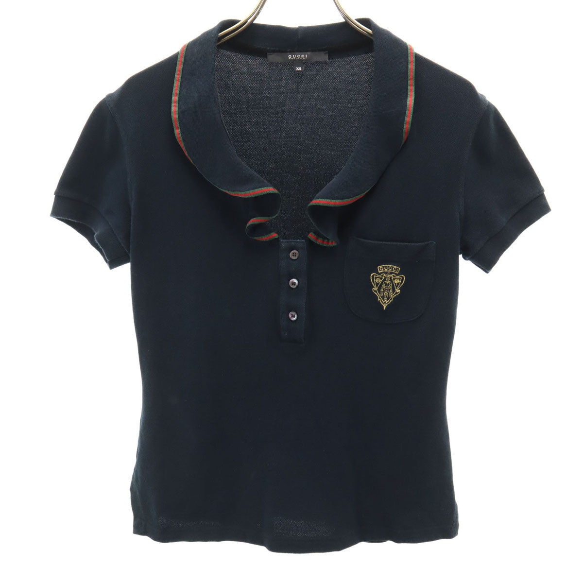 GUCCI グッチ イタリア製 半袖 ポロシャツ XS 濃紺 レディース