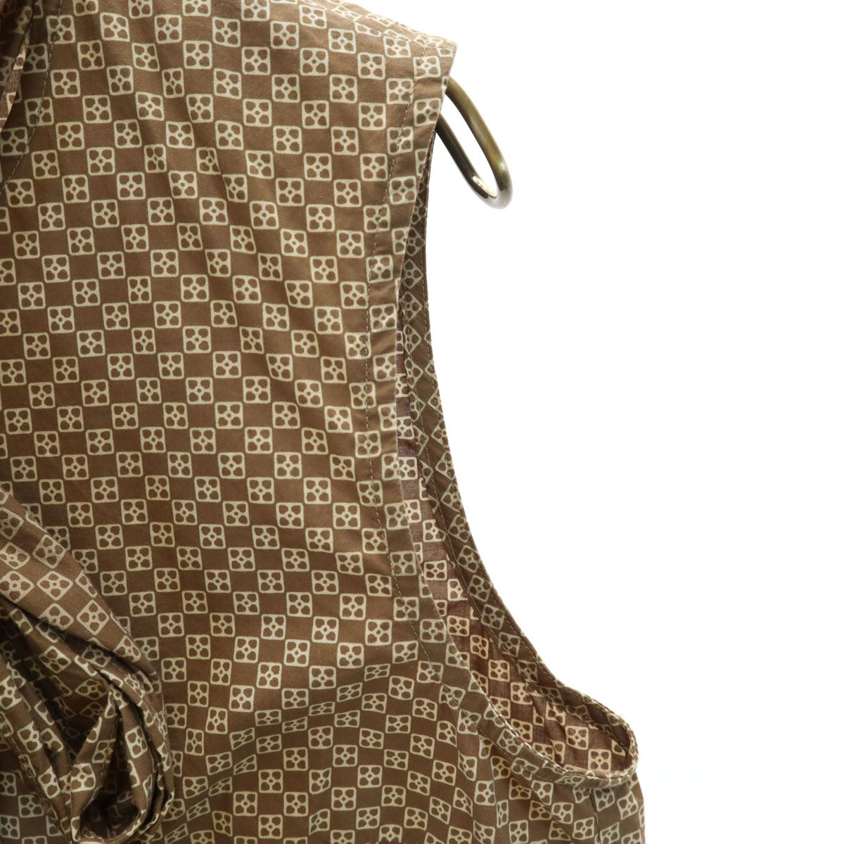 agnes b. アニエスベー 総柄 ノースリーブ シャツ 36 ブラウン レディース