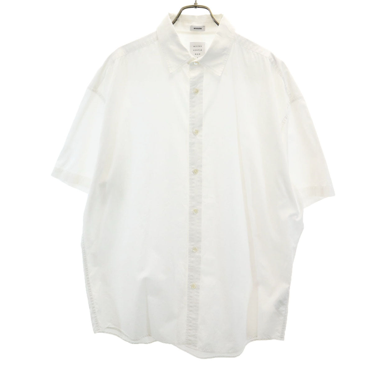Mr.GENTLEMAN ミスタージェントルマン 日本製 半袖 コットンシャツ L ホワイト メンズ
