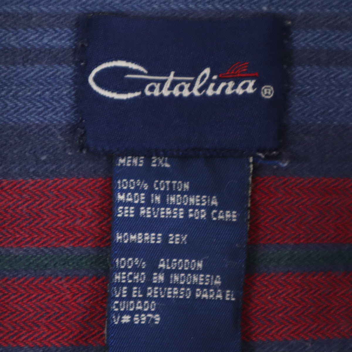 Catalina カタリナ 90s 00s オールド ストライプ柄 半袖 ボタンダウンシャツ 2XL ネイビー系 ビッグサイズ メンズ