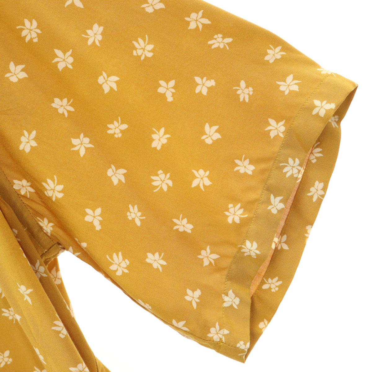 未使用 SAINT LAURENT サンローラン イタリア製 花柄 半袖 オープンカラーシャツ 38 黄土色 531956 Y2C91 メンズ