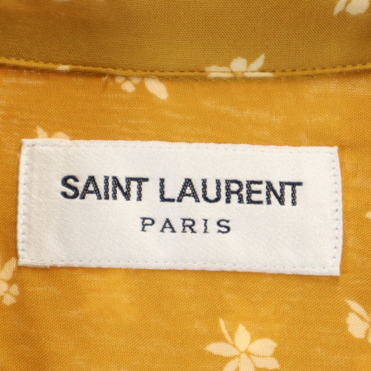 未使用 SAINT LAURENT サンローラン イタリア製 花柄 半袖 オープンカラーシャツ 38 黄土色 531956 Y2C91 メンズ