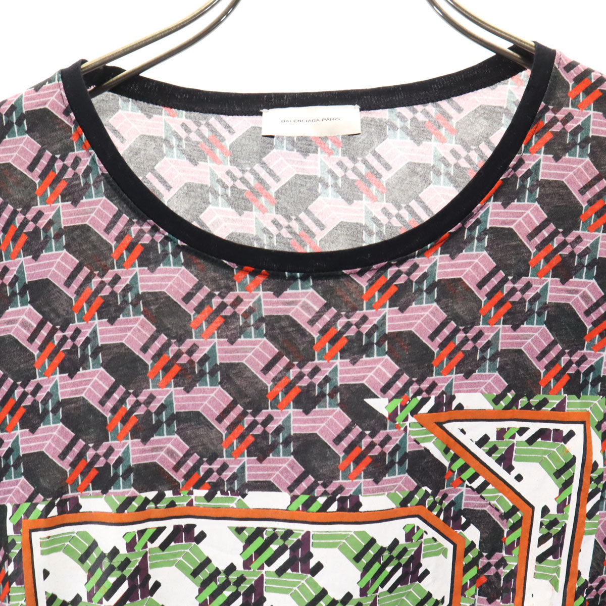 BALENCIAGA PARIS バレンシアガ パリス ポルトガル製 総柄 半袖 Tシャツ S マルチ レディース