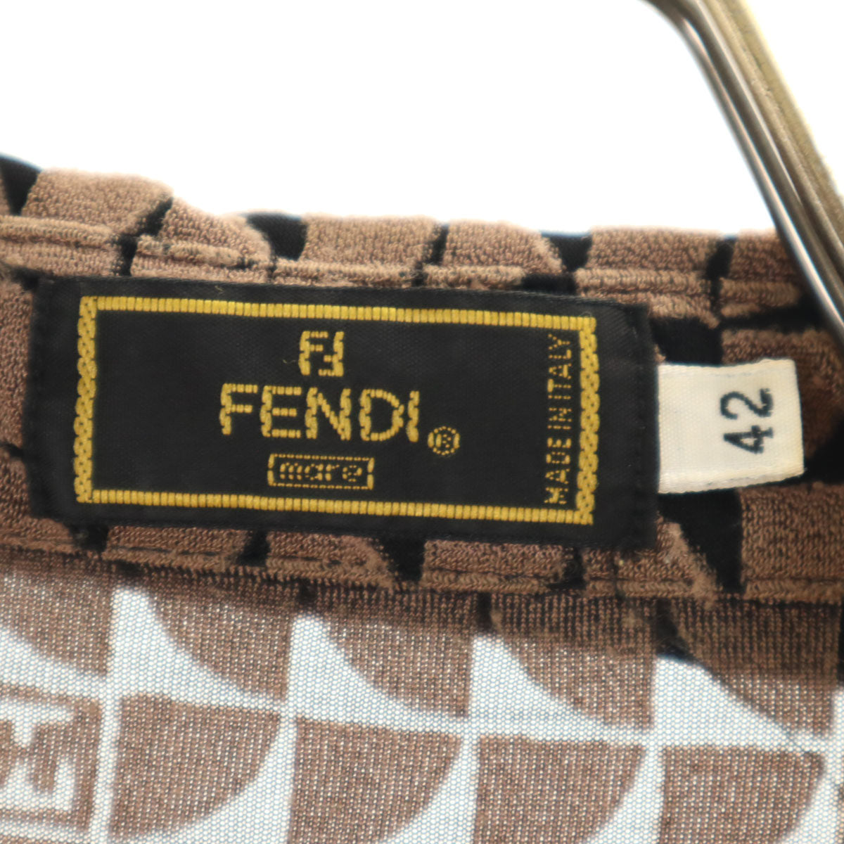 FENDI フェンディ 90s イタリア製 オールド 総柄 半袖 シャツ 42 ブラウン レディース