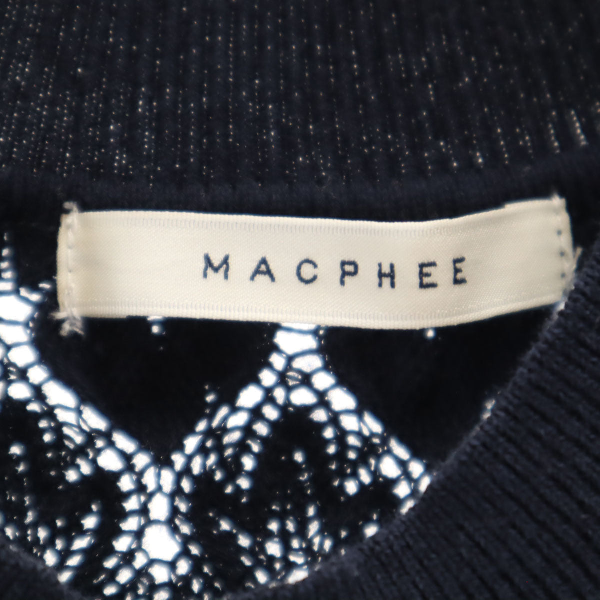 MACPHEE マカフィー ノースリーブ ニット S ネイビー レディース