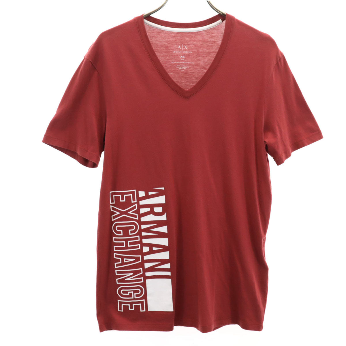 ARMANI EXCHANGE アルマーニエクスチェンジ 半袖 Vネック Tシャツ XS ボルドー系 メンズ