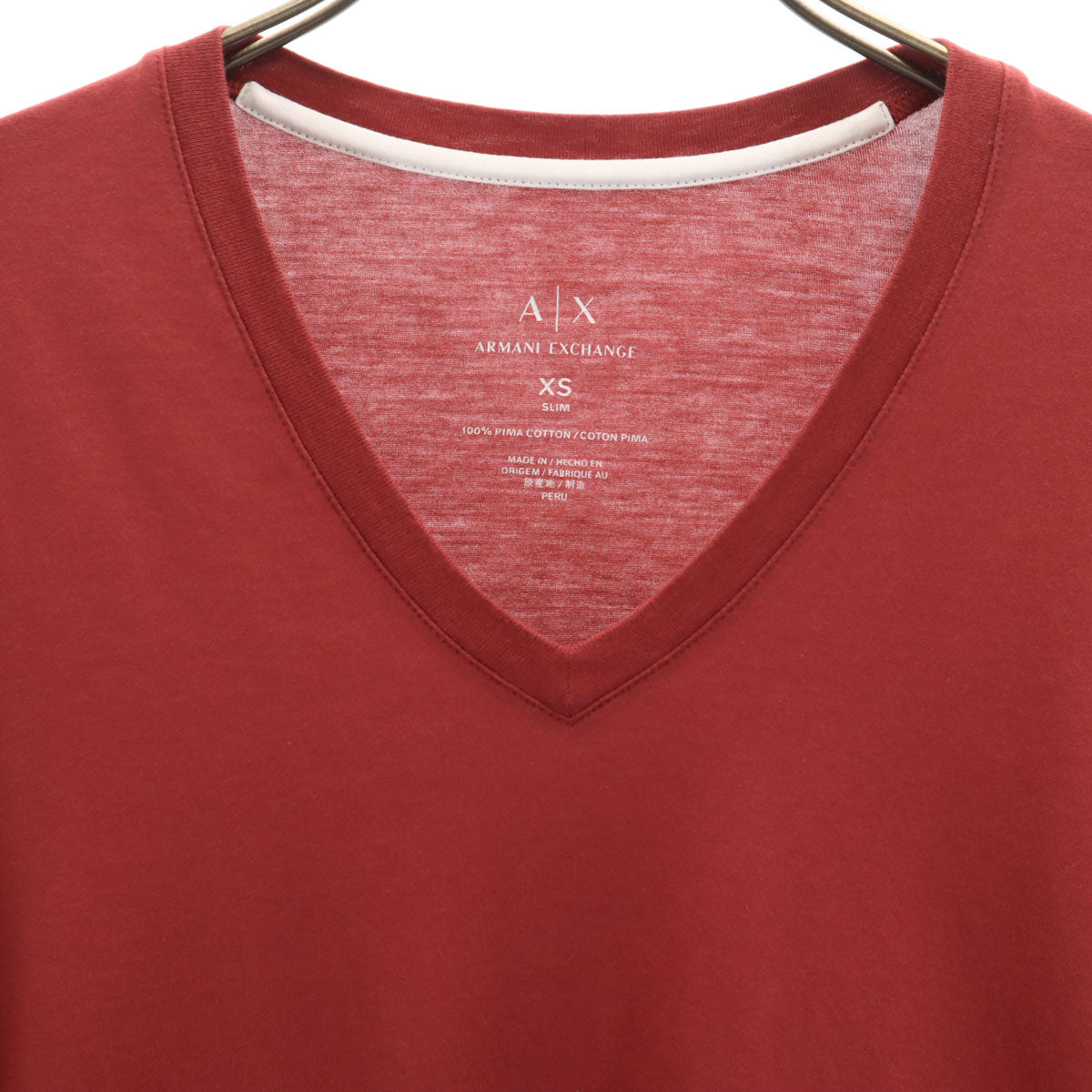 ARMANI EXCHANGE アルマーニエクスチェンジ 半袖 Vネック Tシャツ XS ボルドー系 メンズ