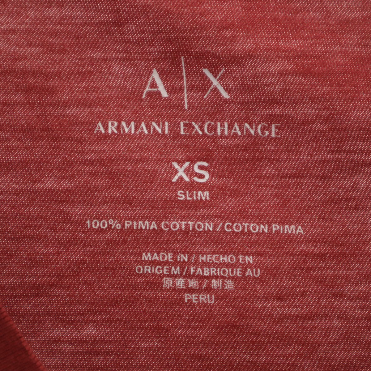 ARMANI EXCHANGE アルマーニエクスチェンジ 半袖 Vネック Tシャツ XS ボルドー系 メンズ
