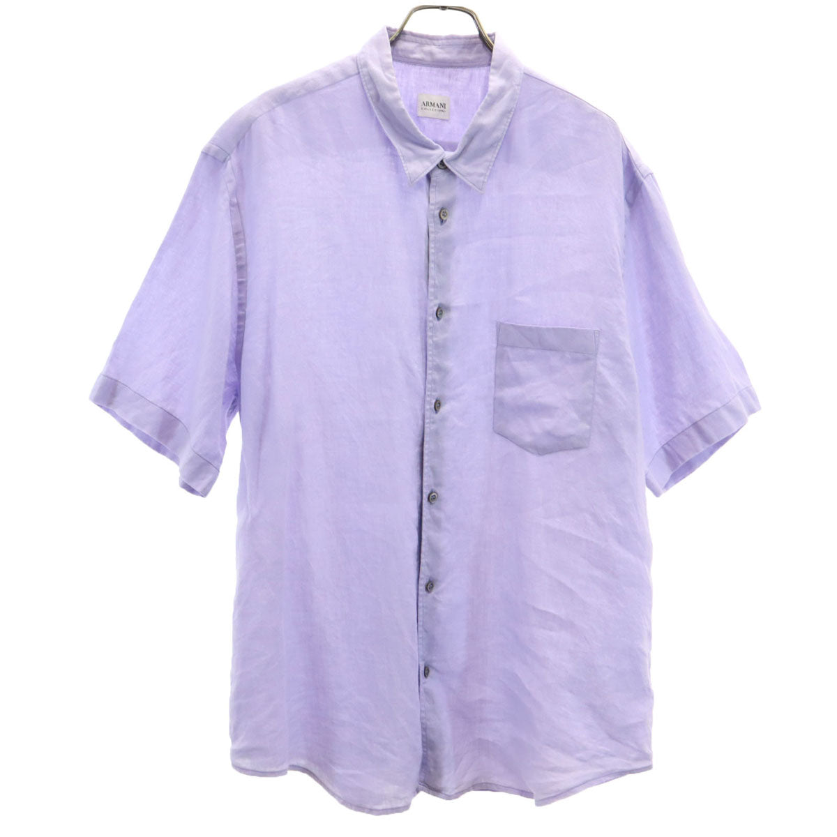ARMANI COLLEZIONI アルマーニ コレツィオーニ リネン 半袖 シャツ XL ブルー系 メンズ