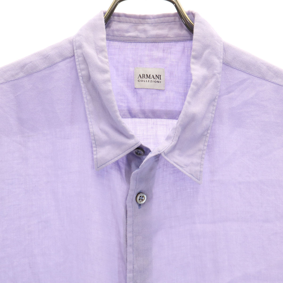 ARMANI COLLEZIONI アルマーニ コレツィオーニ リネン 半袖 シャツ XL ブルー系 メンズ