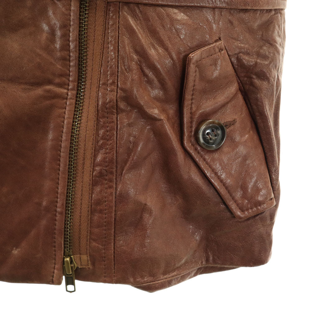 DIANE VON FURSTENBERG ダイアンフォンファステンバーグ 90s オールド レザージャケット 14 ブラウン レディース