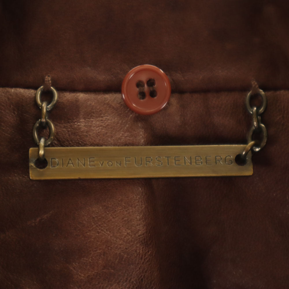 DIANE VON FURSTENBERG ダイアンフォンファステンバーグ 90s オールド レザージャケット 14 ブラウン レディース