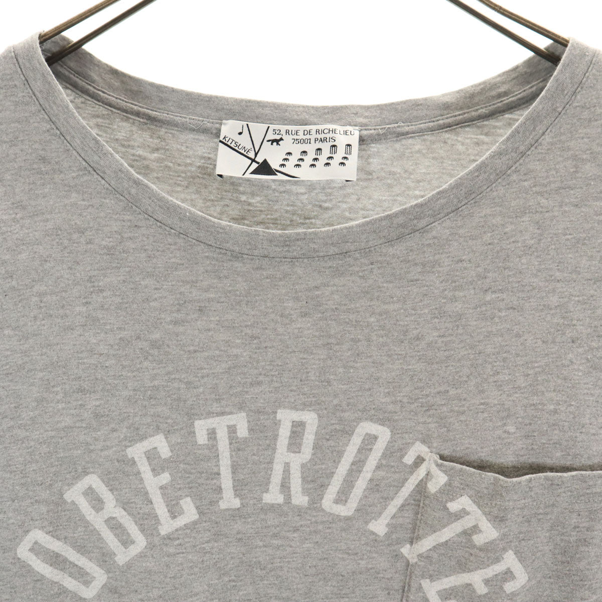 KITSUNE キツネ フランス製 半袖 Tシャツ M グレー ポケT メンズ