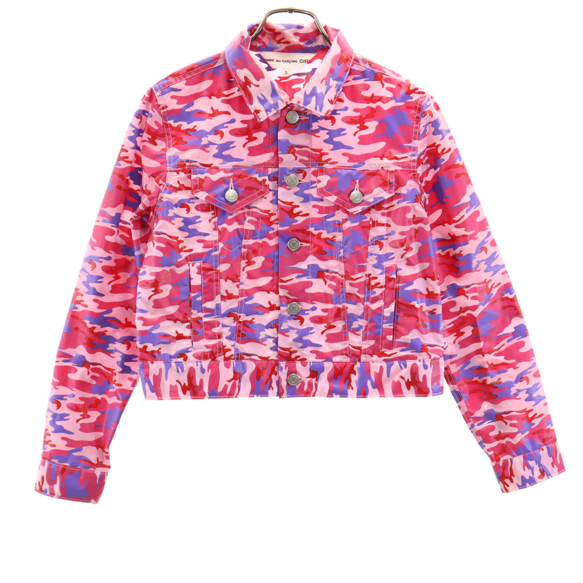 COMME des GARCONS GIRL コムデギャルソンガール 2020年 日本製 カモフラ柄 ショート丈 トラッカー ジャケット S ピンク 迷彩 レディース