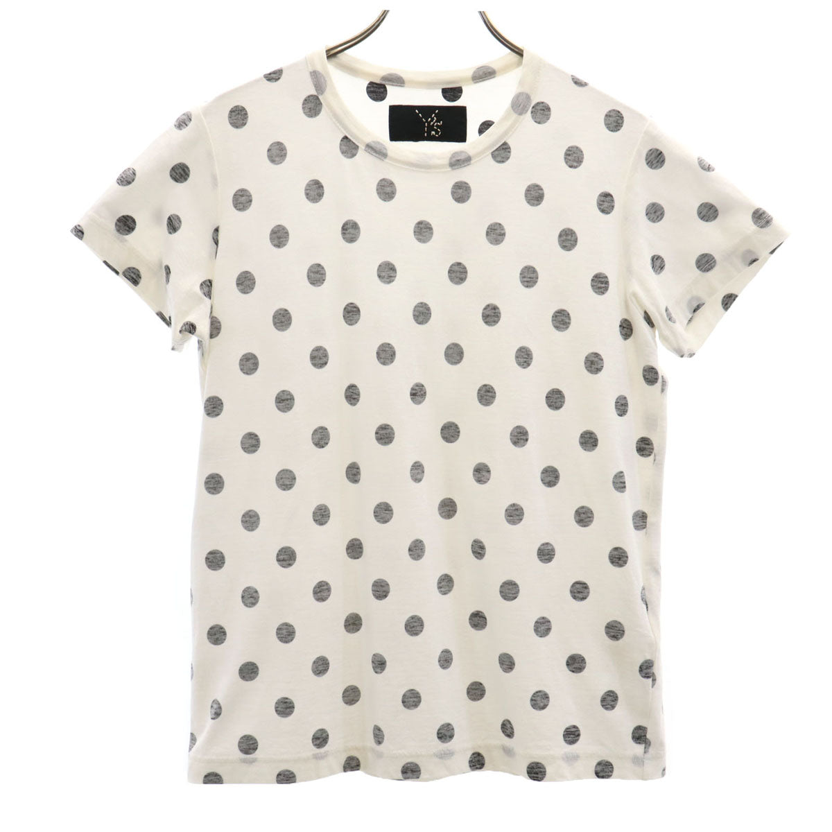 Y's ワイズ 日本製 リバースプリント ドット柄 半袖 Tシャツ 2 ホワイト ヨウジヤマモト 水玉 レディース