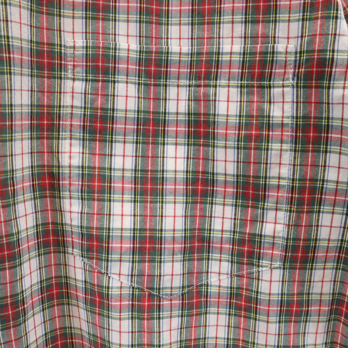 PHENOMENON フェノメノン 日本製 チェック柄 半袖 ボタンダウンシャツ M 赤系 メンズ