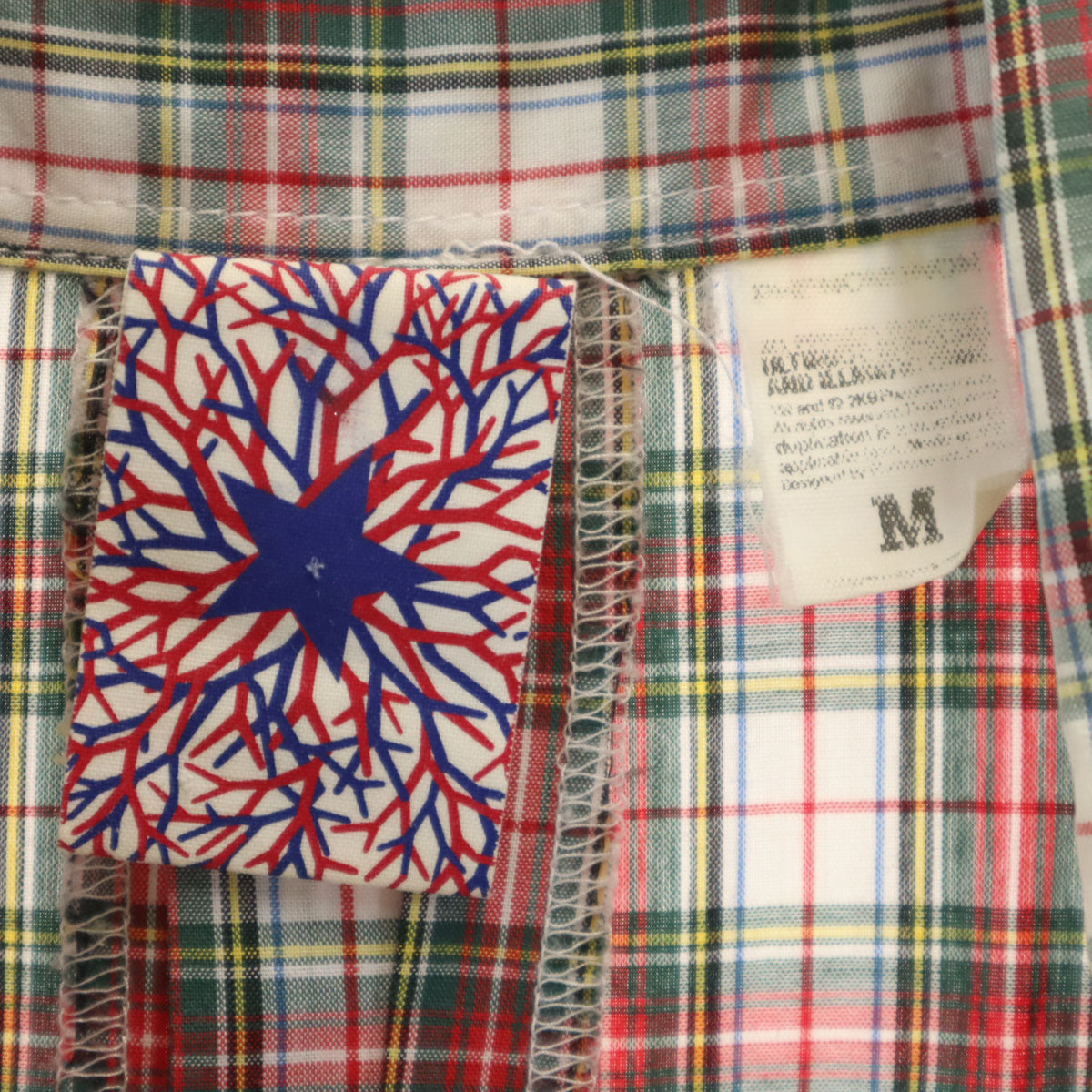 PHENOMENON フェノメノン 日本製 チェック柄 半袖 ボタンダウンシャツ M 赤系 メンズ