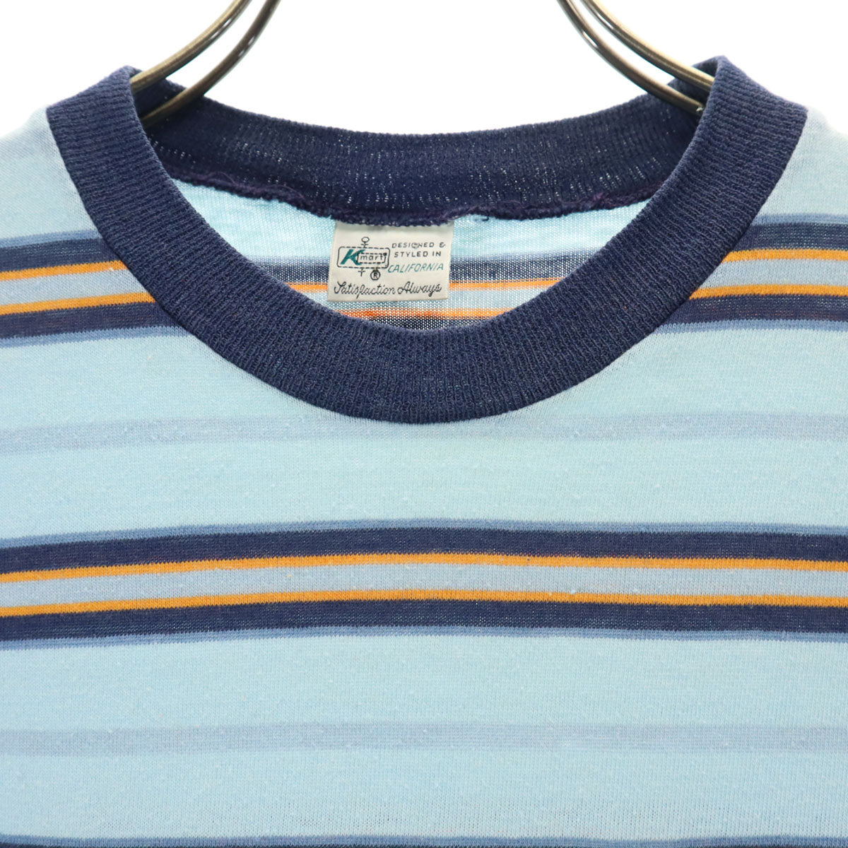 K mart ケイマート 70s 80s ヴィンテージ ボーダー柄 半袖 Tシャツ ブルー系 ポケT メンズ