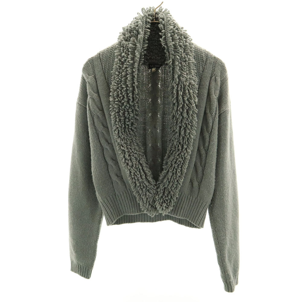 ARMANI JEANS アルマーニジーンズ ウールブレンド 長袖 ループショールカラー ニットカーディガン 4 グレー レディース