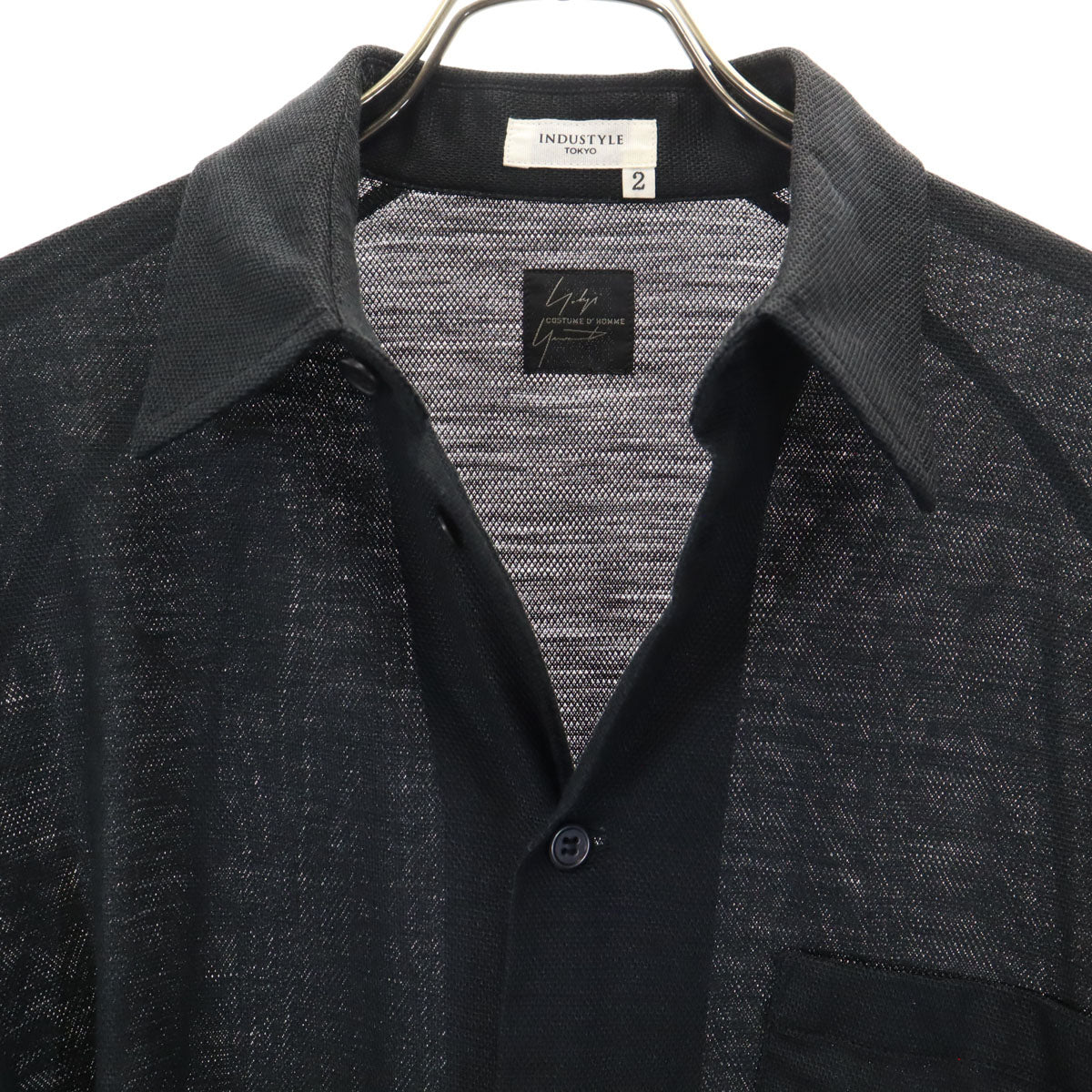Yohji Yamamoto COSTUME D'HOMME ヨウジヤマモト コスチュームドオム INDUSTYLE TOKYO インダスタイル トウキョウ コラボ 日本製 長袖 リネンシャツ 2 ブラック系 メンズ