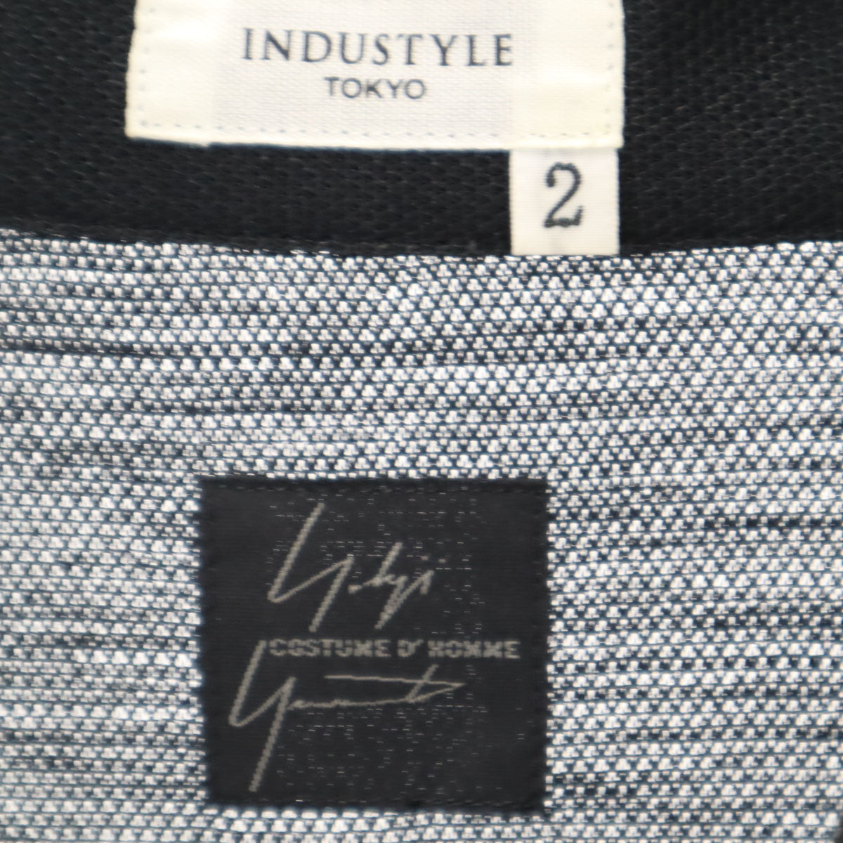 Yohji Yamamoto COSTUME D'HOMME ヨウジヤマモト コスチュームドオム INDUSTYLE TOKYO インダスタイル トウキョウ コラボ 日本製 長袖 リネンシャツ 2 ブラック系 メンズ