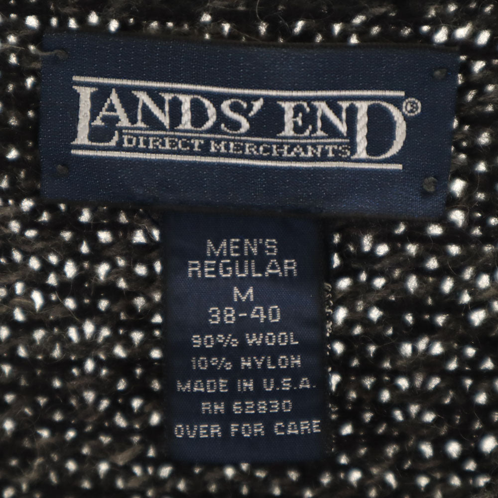 ランズエンド 90s ウールブレンド オールド 総柄 長袖 セーター M グレー系 LANDS' END ニット メンズ