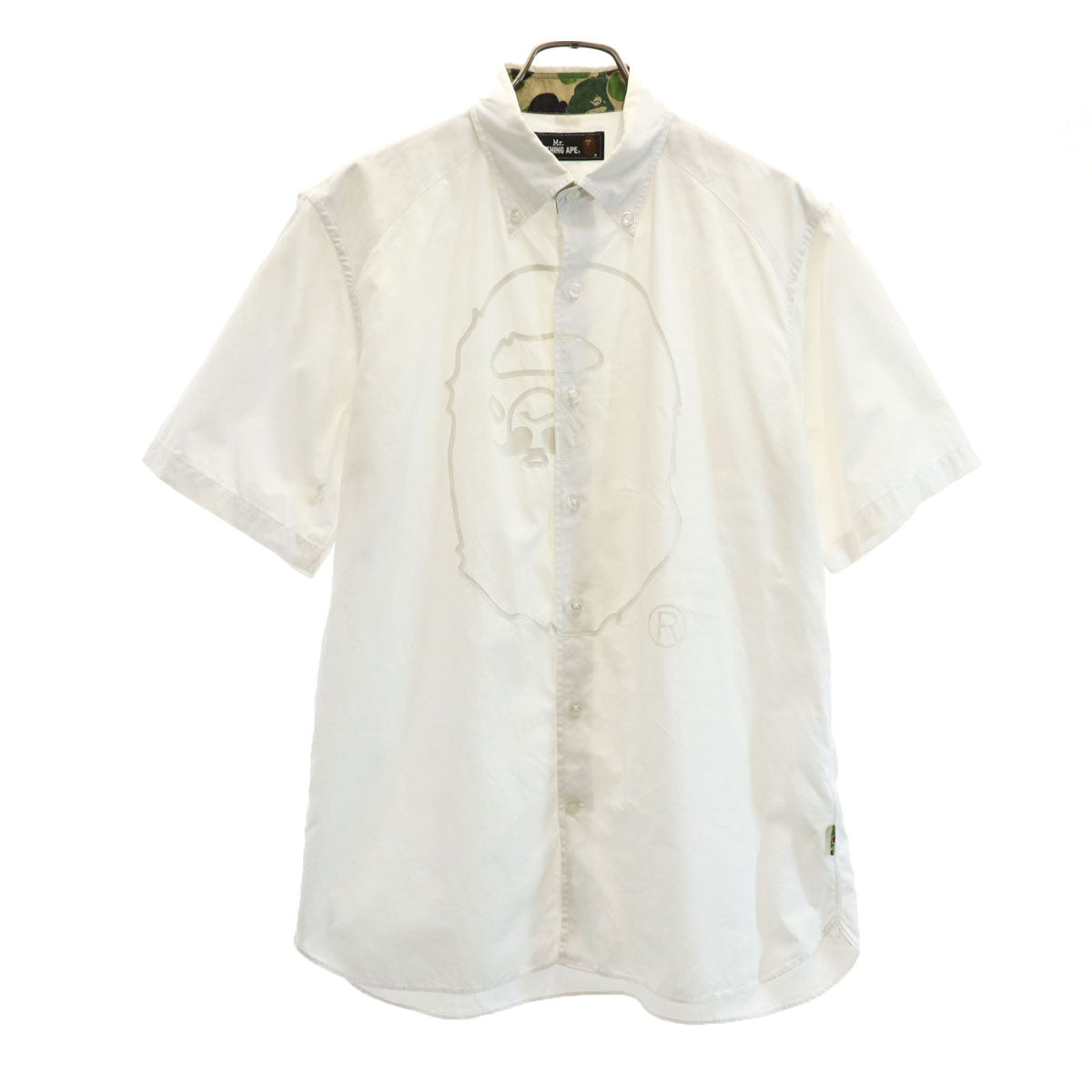 Mr. BATHING APE ミスターベイシングエイプ 日本製 半袖 ボタンダウンシャツ L ホワイト メンズ