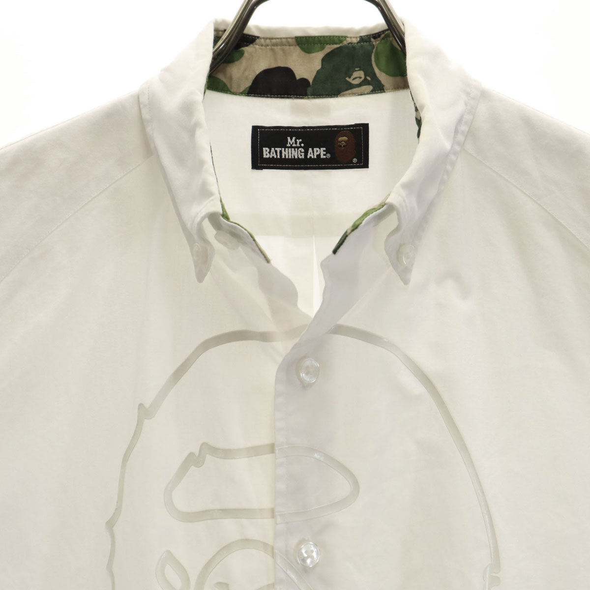 Mr. BATHING APE ミスターベイシングエイプ 日本製 半袖 ボタンダウンシャツ L ホワイト メンズ