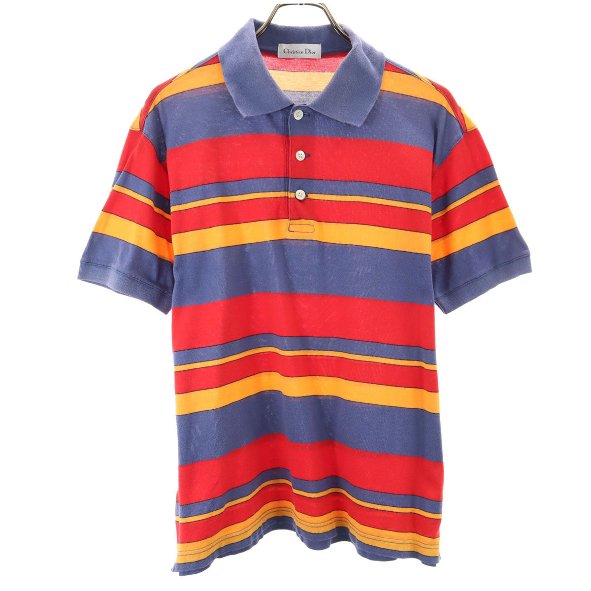 Christian Dior クリスチャンディオール 90s オールド ボーダー柄 半袖 ポロシャツ M マルチ メンズ