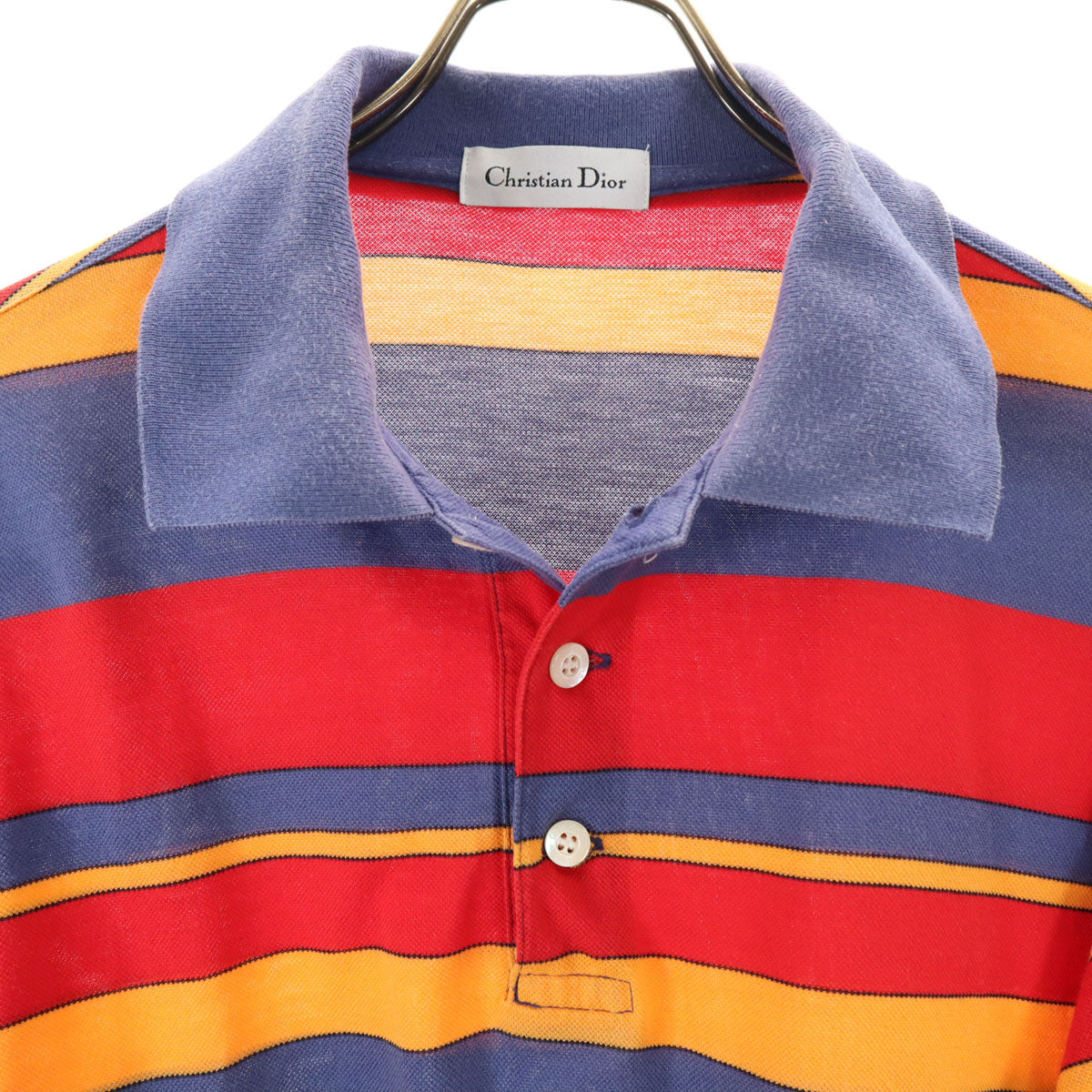 Christian Dior クリスチャンディオール 90s オールド ボーダー柄 半袖 ポロシャツ M マルチ メンズ