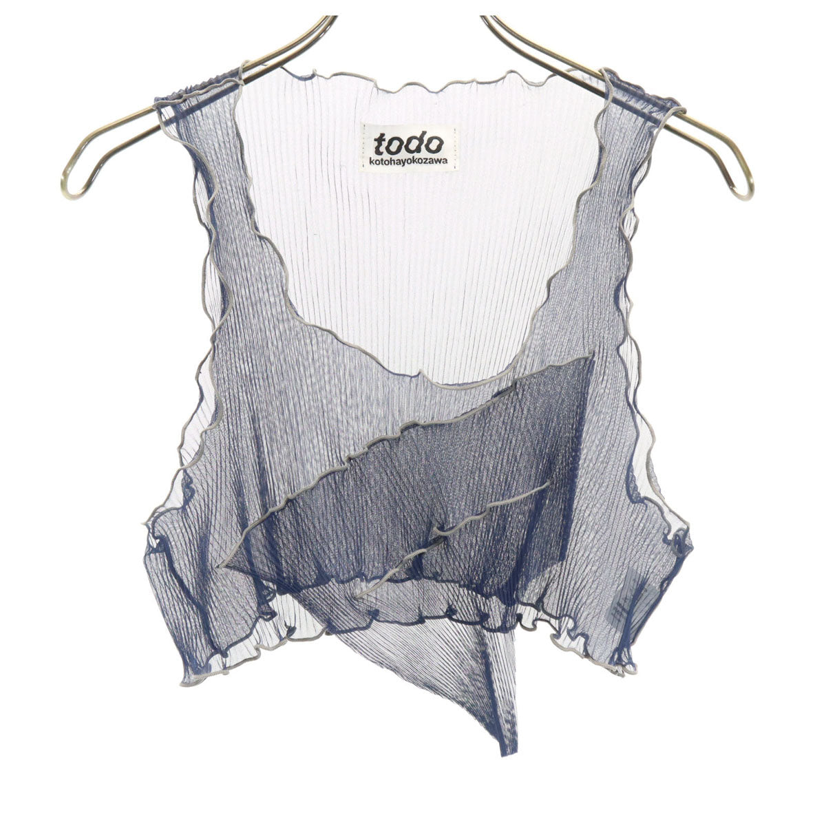 todo kotohayokozawa トゥードゥー コトハヨコザワ 日本製 ノースリーブ ショート丈 プリーツ カットソー ネイビー トップス レディース